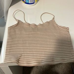 White strips and tan large garage cami